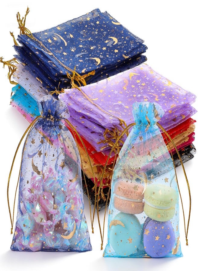 SHENLIU 500 Pcs 5x7inches Moon Organza Mesh Jewelry Bags bulk with Drawstring, Multi Colored Small Gift Bags Jewelry Pouch for Birthday Wedding Baby Shower Festival Party Favor - Image 1